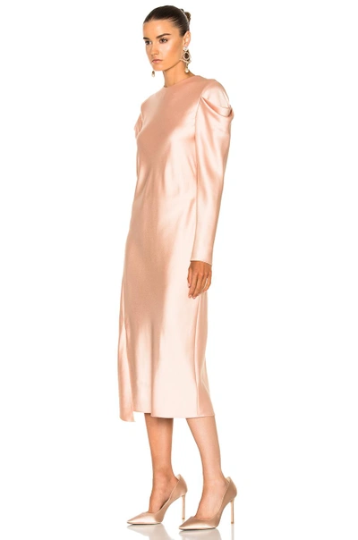 Shop Tibi Drape Sleeve Dress In Pink,neutrals