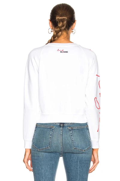 Shop Re/done Cindy Crawford Classic Sweatshirt In White,red,geometric Print