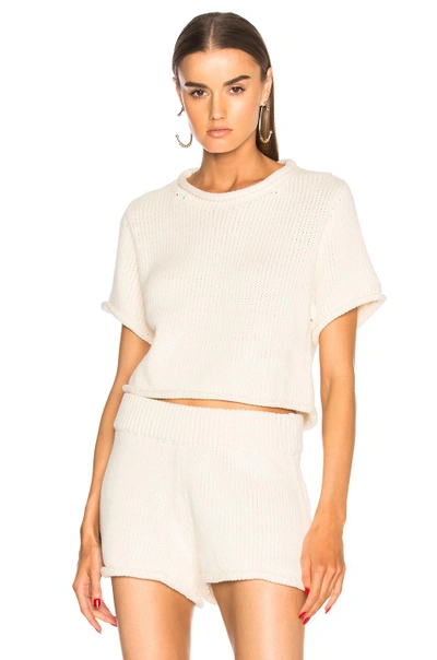 Shop Alexander Wang T T By Alexander Wang Cropped Short Sleeve Sweater In Neutral