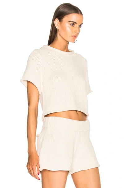 Shop Alexander Wang T T By Alexander Wang Cropped Short Sleeve Sweater In Neutral