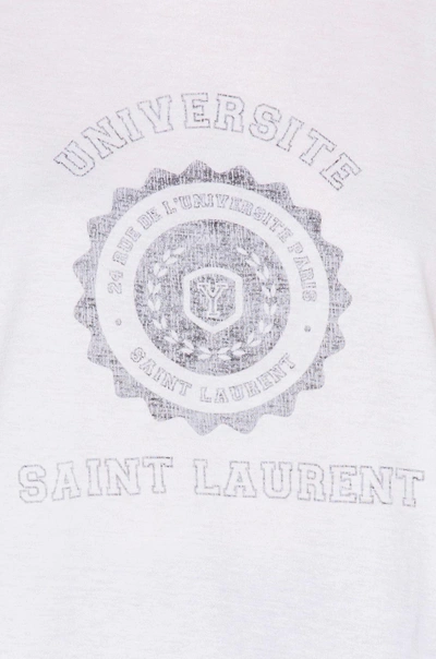 Shop Saint Laurent Boxy University Tee In White