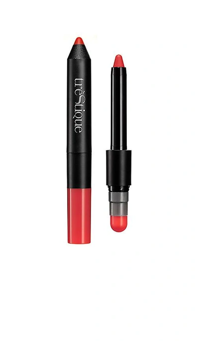 Shop Trestique Matte Color & Shiny Balm Lip Crayon In Chile Red & Sangiovese