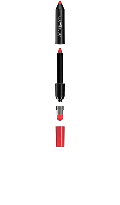Shop Trestique Matte Color & Shiny Balm Lip Crayon In Chile Red & Sangiovese