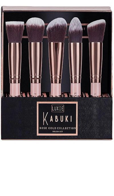 Shop Luxie Rose Gold Kabuki Brush Set In Pink. In N,a