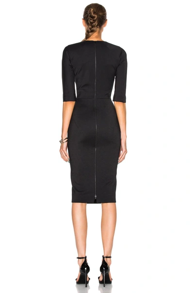 Shop Victoria Beckham Microbrush Short Sleeve Fitted Dress In Black