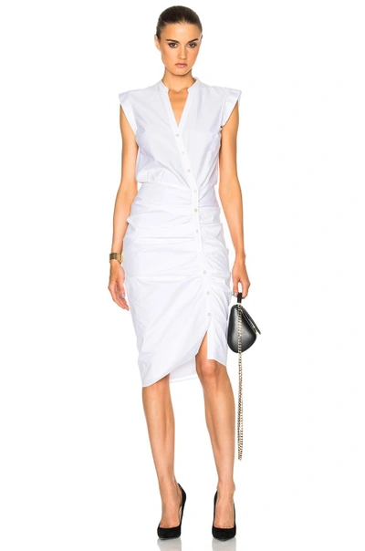 Shop Veronica Beard Ruched Shirt Dress In White