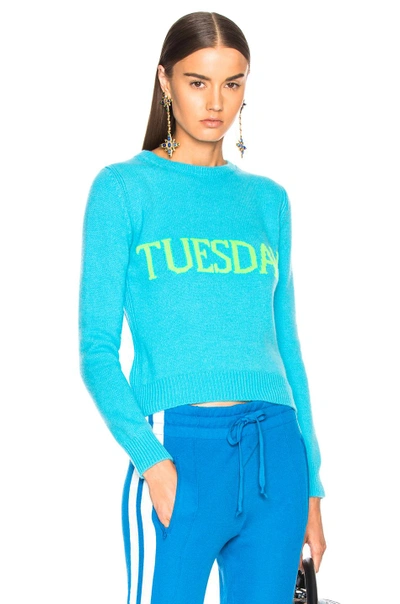 Shop Alberta Ferretti Tuesday Crewneck Sweater In Blue