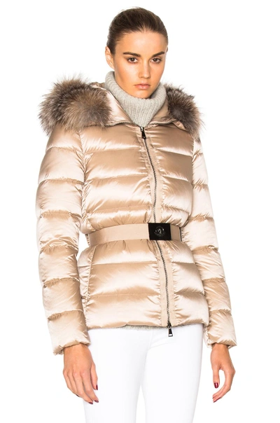 Moncler Tatie Down Jacket With Fox Fur In Beige | ModeSens