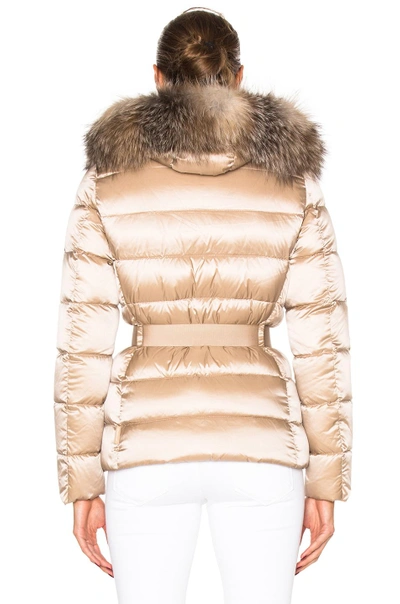 Shop Moncler Tatie Giubbotto Jacket With Fox Fur In Neutrals