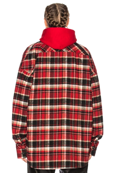 Shop Fear Of God Oversized Flannel Button Down Shirt In Checkered & Plaid,red