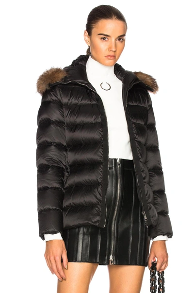 Shop Moncler Tatie Jacket With Fox Fur In Black
