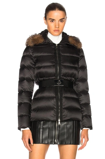 Shop Moncler Tatie Jacket With Fox Fur In Black