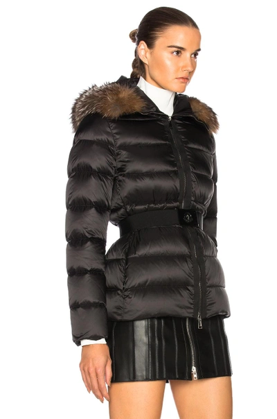 Shop Moncler Tatie Jacket With Fox Fur In Black