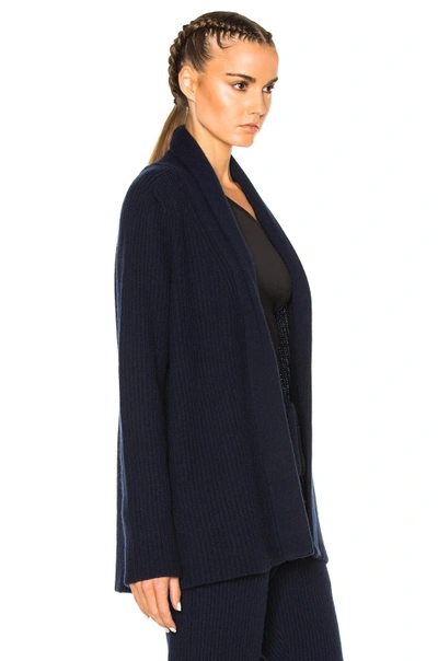 Shop Baja East Cashmere Fisherman Rib Cardigan In Blue