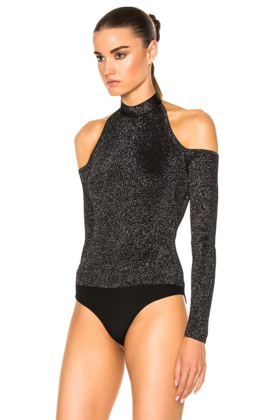 Shop Cushnie Et Ochs Cold Shoulder Bodysuit In Metallic Black