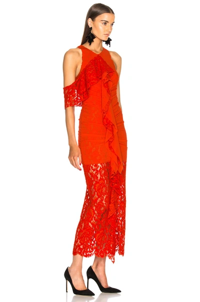 Shop Proenza Schouler Corded Lace Ruffle Sleeveless Maxi Dress In Red