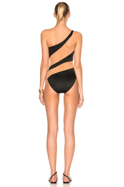 Shop Norma Kamali Snake Mesh Mio One Piece Swimsuit In Black & Nude