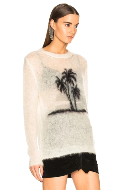 Shop Saint Laurent Sunset Print Mohair Sweater In Cream