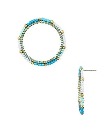 Shop Rebecca Minkoff Beaded Loop Drop Earrings In Turquoise
