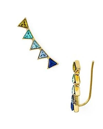 Shop Rebecca Minkoff Triangle Climber Earrings In Blue