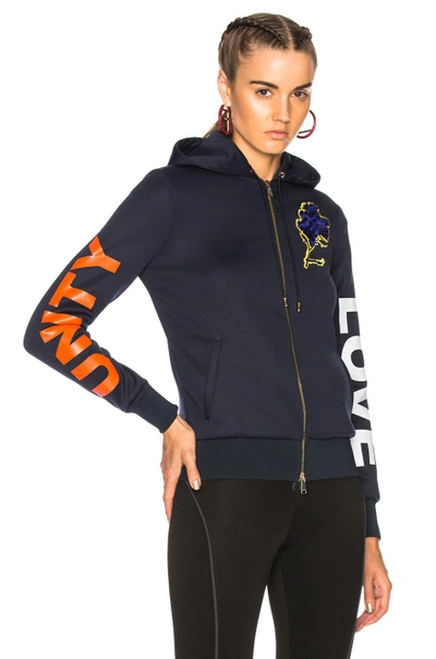 Shop Versace Graphic Hoodie In Blue