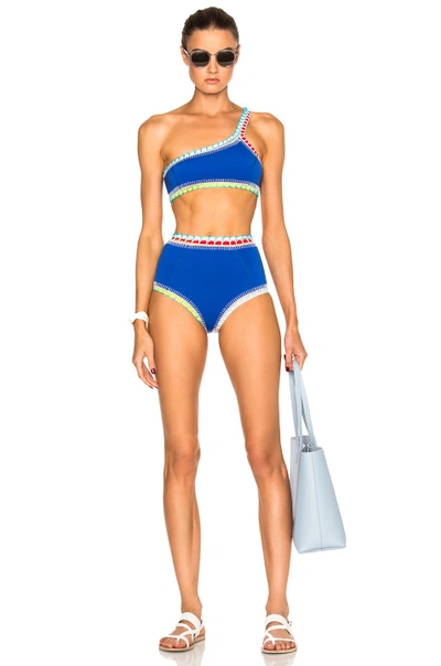 Shop Kiini Tuesday One Shoulder Bikini Top In Blue