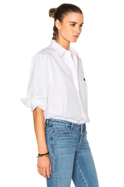 Shop Comme Des Garçons Play Small Black Emblem Cotton Button Down In White