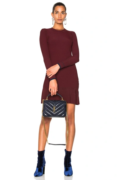 3.1 Phillip Lim Woman Pleated Stretch Ribbed-knit Mini Dress Burgundy In Red