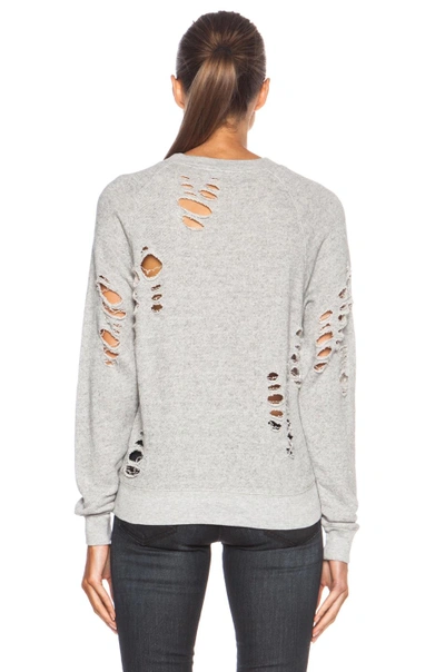 R13 Shredded Zip Side Cotton Sweatshirt In Gray ModeSens