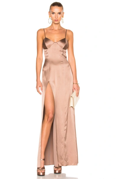Shop Michelle Mason X Fwrd Exclusive Bustier Gown In Neutrals,pink