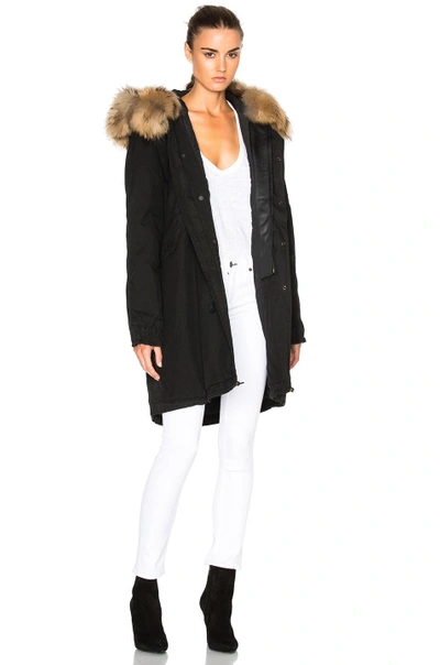 Shop Mr & Mrs Italy Army Parka Jacket With Raccoon Fur In Black