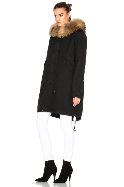 Shop Mr & Mrs Italy Army Parka Jacket With Raccoon Fur In Black