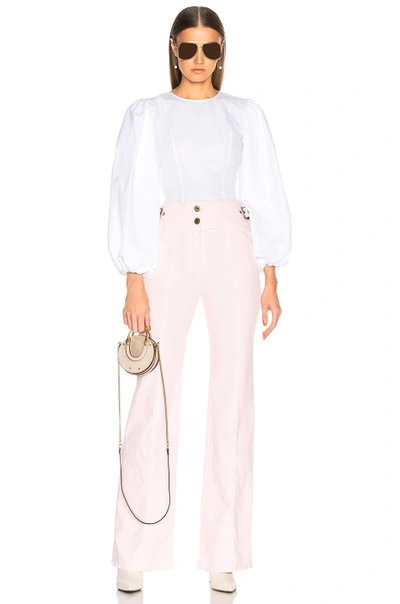 Shop Chloé Chloe Bleached Denim Belted High Waisted Jeans In Pink