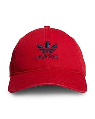 Shop Adidas Originals Trefoil Logo Hat In Red