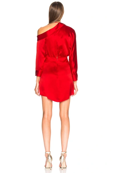 Shop Michelle Mason Off Shoulder Dress In Red