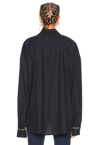 Shop Fear Of God Piped Oversized Shirt In Blue