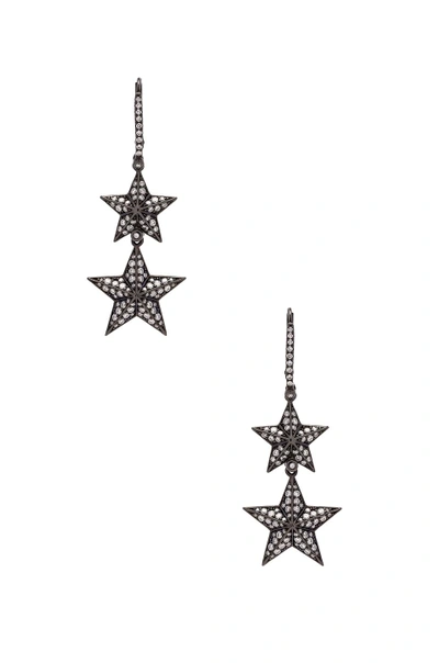 Shop Lynn Ban Double Pave Star Earrings In Metallics