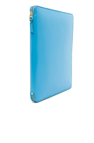 Comme Des Garçons Zip-up Leather Ipad Case In Blue