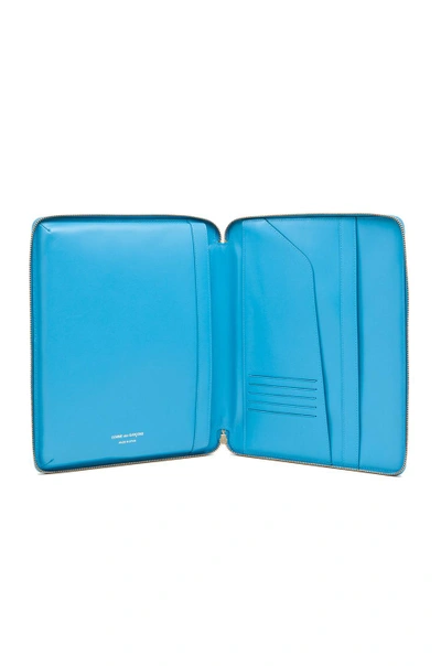 Comme Des Garçons Zip-up Leather Ipad Case In Blue