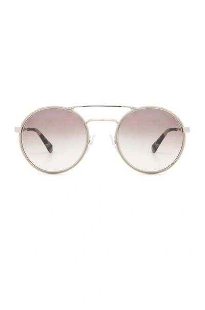 Shop Prada Round Sunglasses In Silver & Light Brown