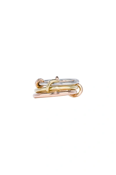 Spinelli Kilcollin Raneth Mx Silver And Gold 3-link Annulet Ring In Sterling Silver  18k Rose Gold  And 18k 