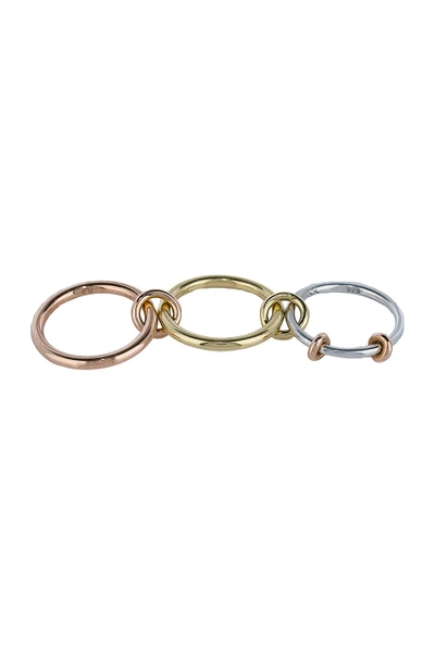 Spinelli Kilcollin Raneth Mx Silver And Gold 3-link Annulet Ring In Sterling Silver  18k Rose Gold  And 18k 