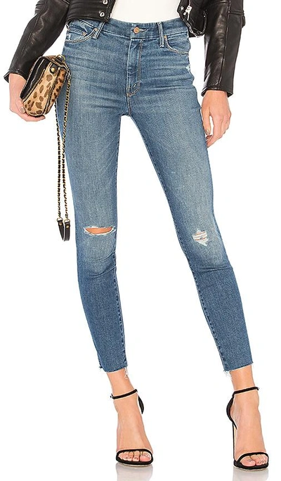 Shop Mother High Waisted Looker Ankle Fray Jean In Blue