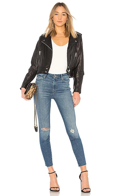 Shop Mother High Waisted Looker Ankle Fray Jean In Blue