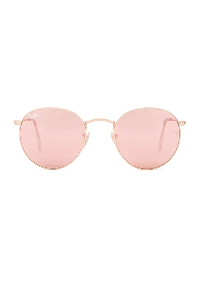 Shop Ray Ban Round Sunglasses In Matte Gold