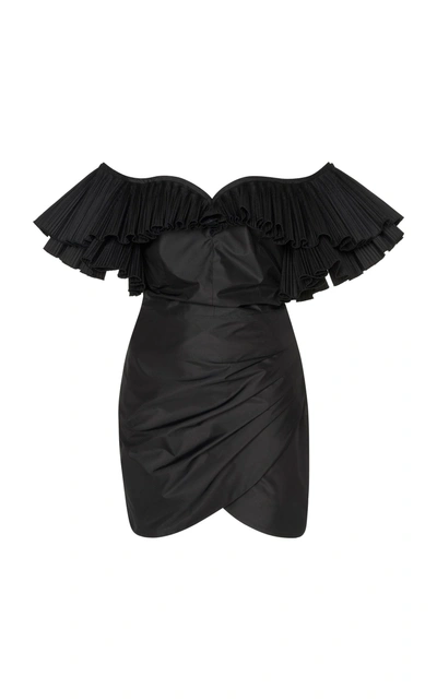 Shop Alessandra Rich Silk Taffeta Butterfly Dress In Black