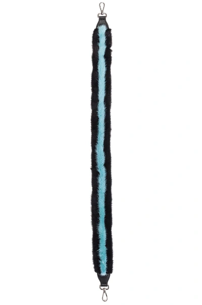 Shop Fendi Marquetry Mink Shoulder Strap In Blue,black