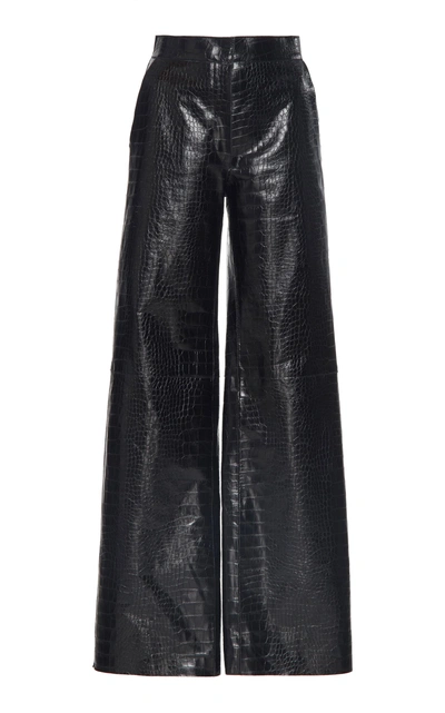 Shop Off-white Crocodile Wide Leg Pant In Black