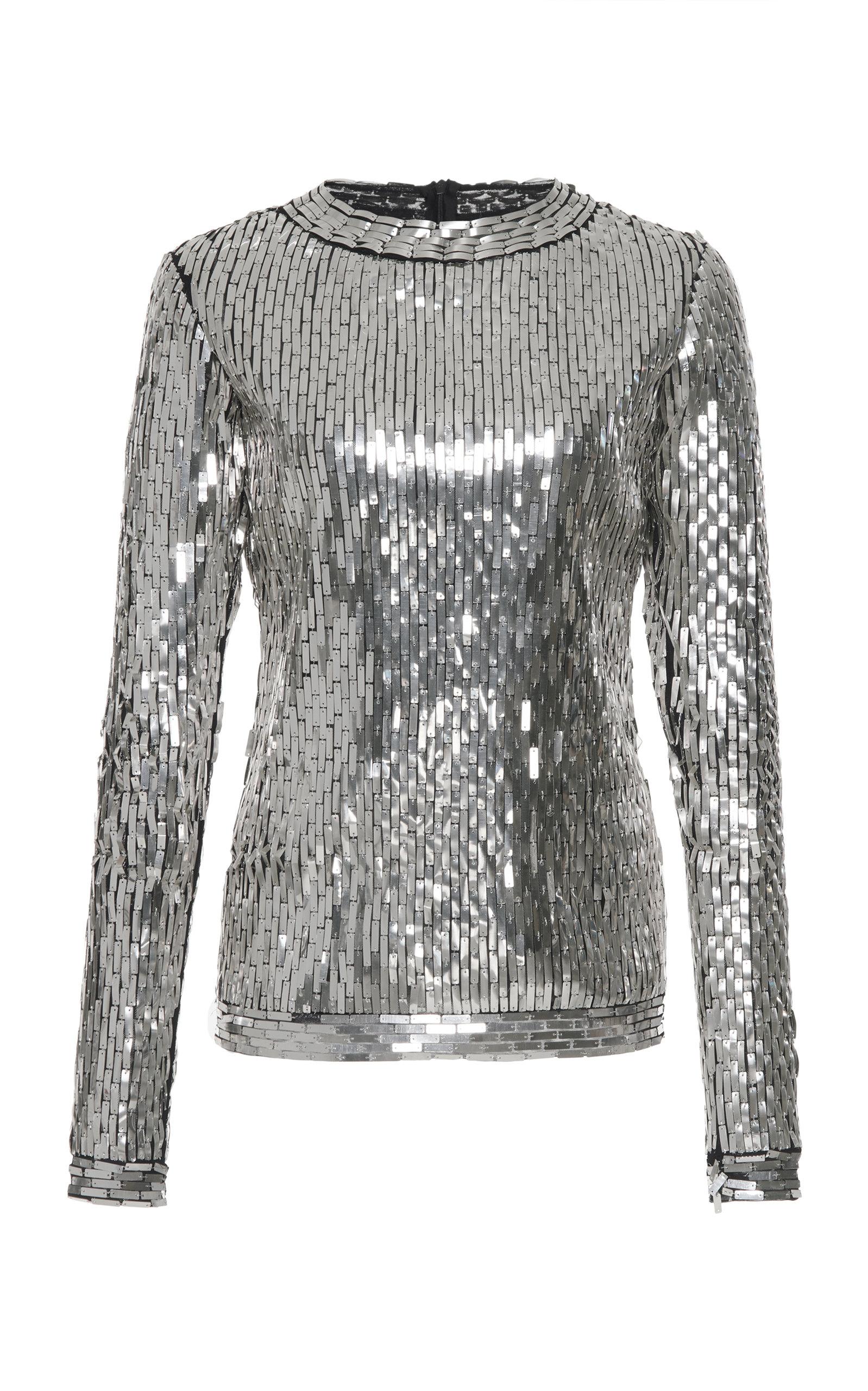 silver glitter long sleeve top