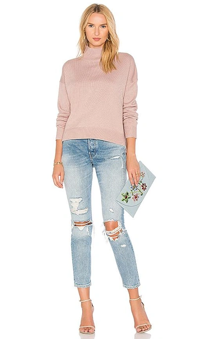 Shop Joa Oversized Turtleneck Knit In Pink